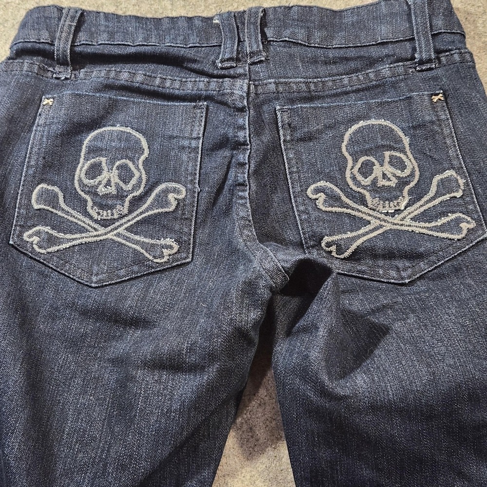 Y2K Royal Bones Skull Crossbones Dark Skinny Jeans DD2045 Size‎ 1 Mall Goth Punk